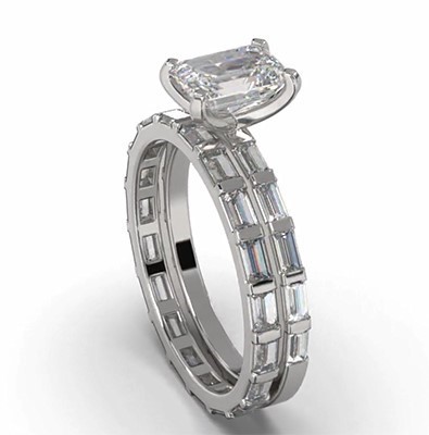 Bridal Set with Side Baguette Diamonds Bridal Set with Side Baguette Diamonds